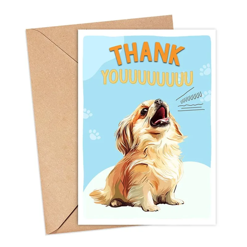 Thank Youuuuuuuuu uuuuuuuu Card: A Howling Pup Thank You