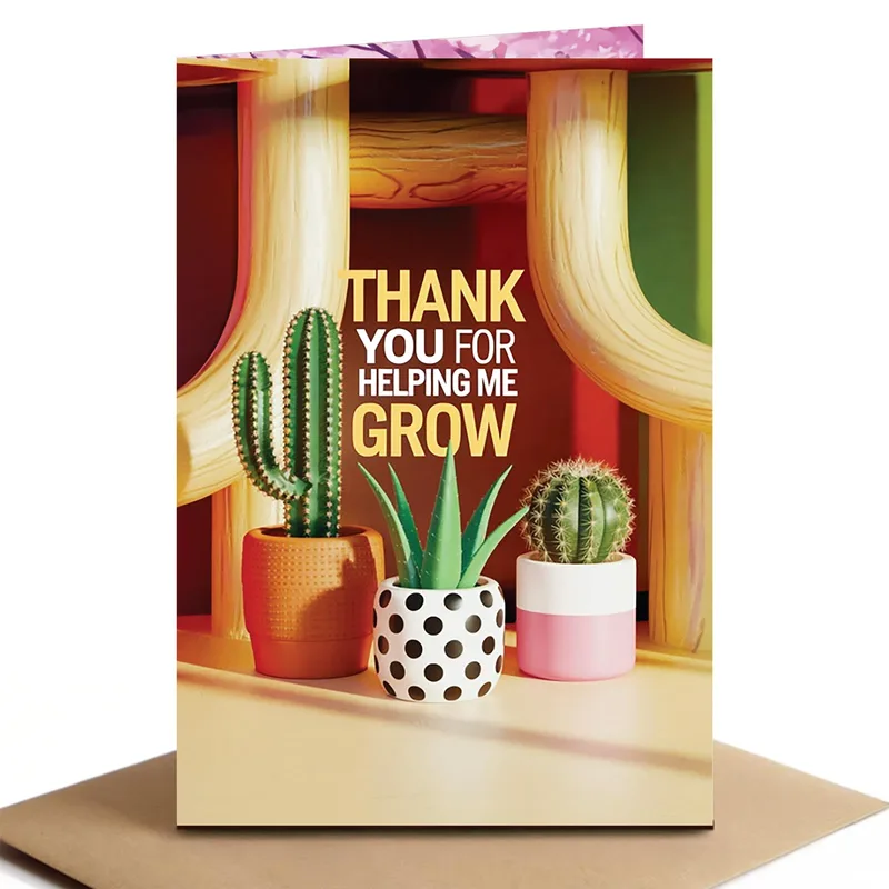 Cactus Plants Warm Tones Card: Thank You for Helping Me Grow
