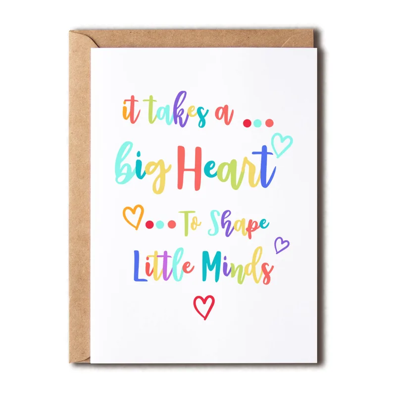 Colorful Rainbow Script Typography Card for Teachers