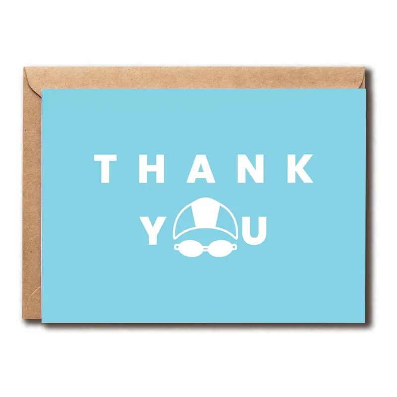 Swim Team Thank You Card: A Blue Cap and Goggles Design for Coaches