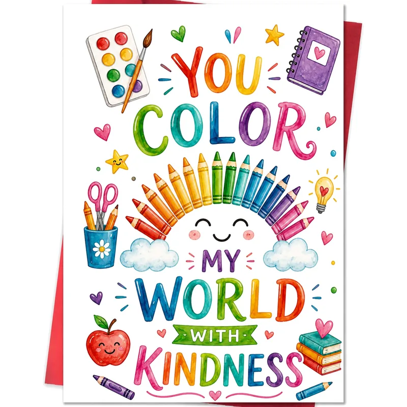 Kindness Teacher Card: You Color My World with Kindness