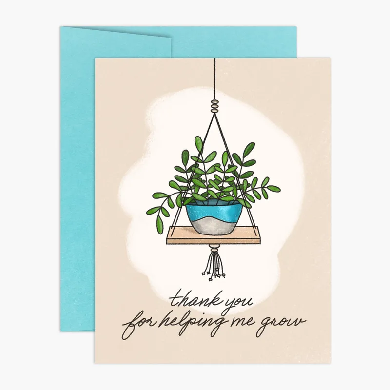 Hanging Plant Thank You Card for Teachers and Mentors
