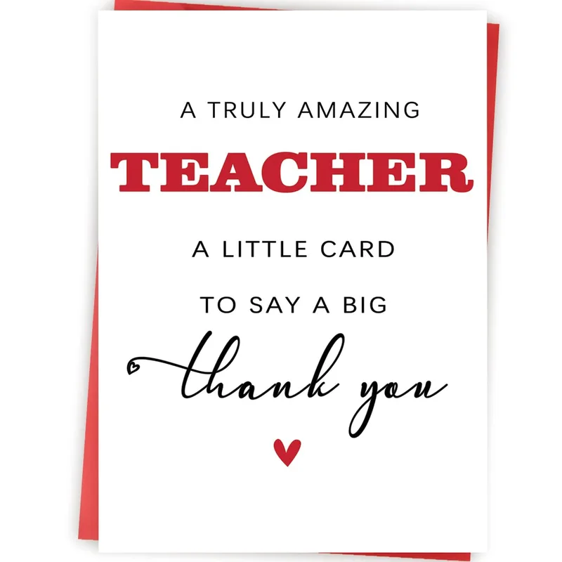 Red Typography Minimalist Card for Amazing Teacher Appreciation