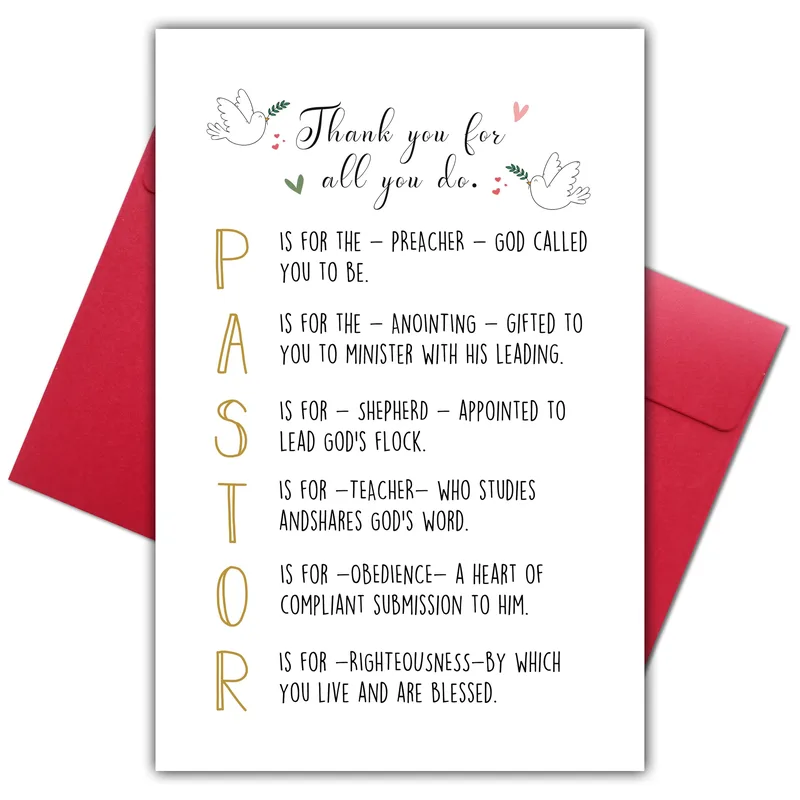 Acrostic Pastor Doves Card: A Thank You Note for Ministry