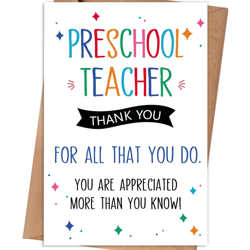 Preschool Teacher Thank You Card for Educators