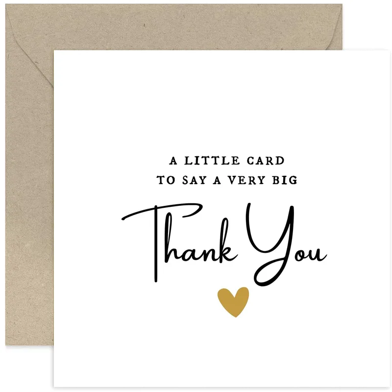 Gold Heart Thank You Card for Deep Appreciation