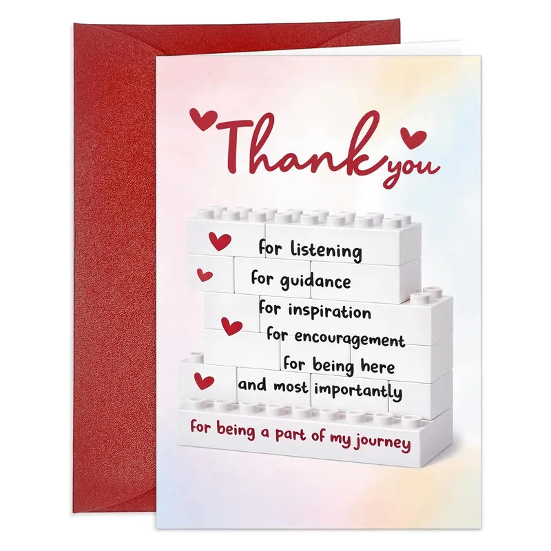 White Brick Stack Hearts Card for Teacher Appreciation