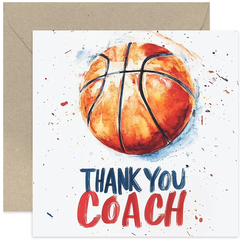 Watercolor Basketball Splash Card for Grateful Players and Parents