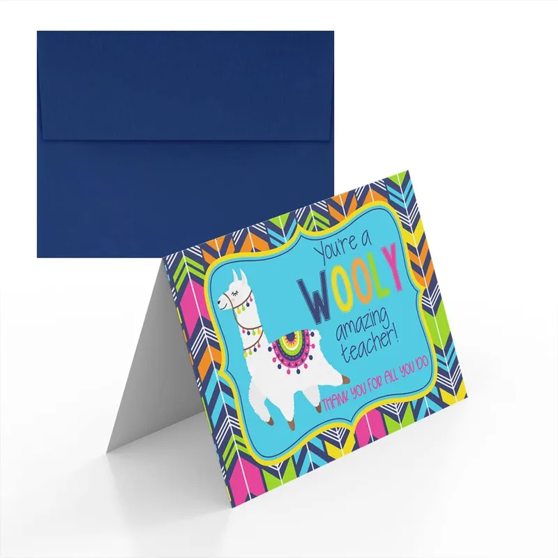 Wooly Teacher Card: A Llama Themed Thank You Greeting Card