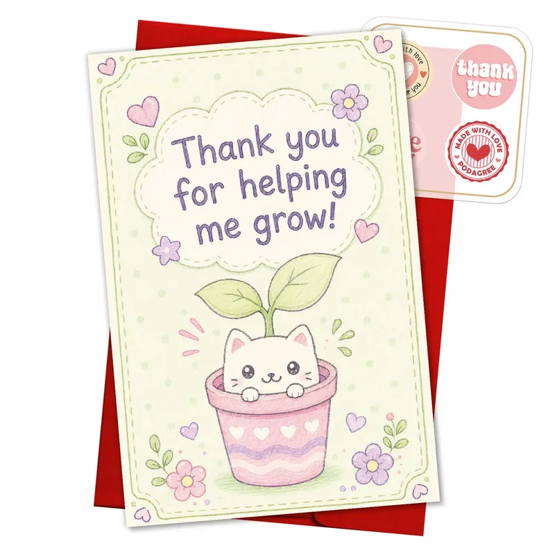 Kitten Thank You Card for a Teacher Who Nurtures Students