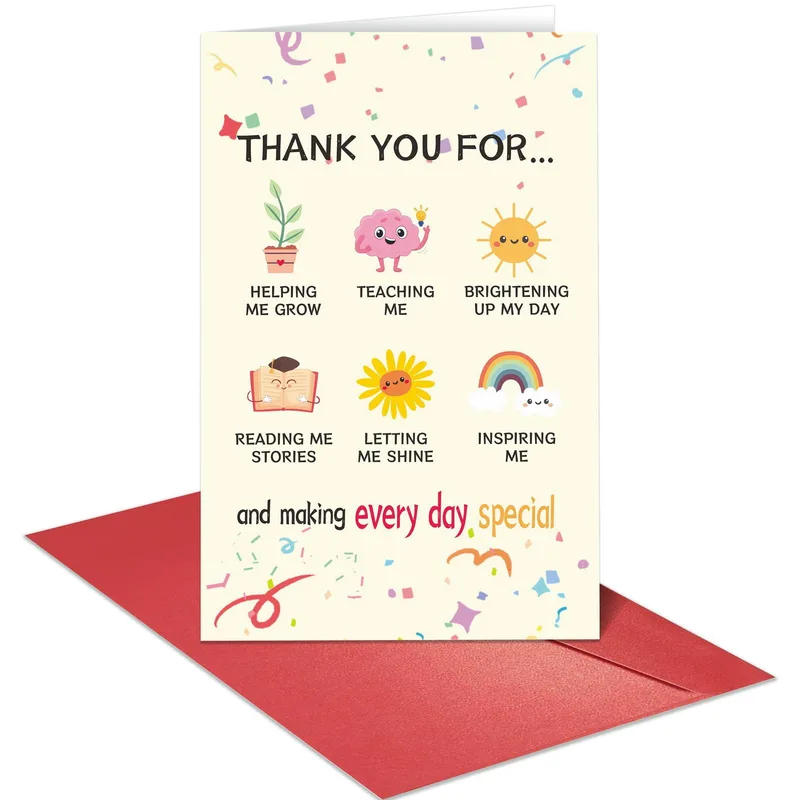 Cute Cartoon Icons Card for Teacher Mentors and Friends