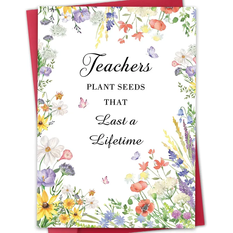 Wildflower Border Teacher Card: Planting Seeds of Gratitude