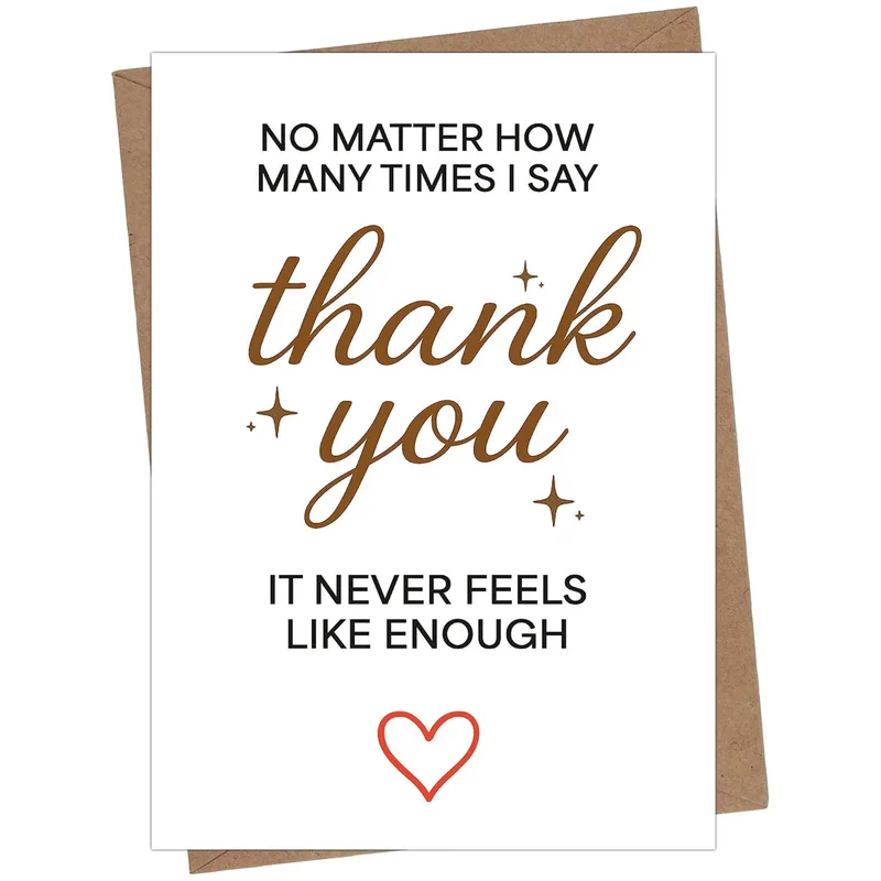 Typography Red Heart Thank You Card for Expressing Deep Gratitude