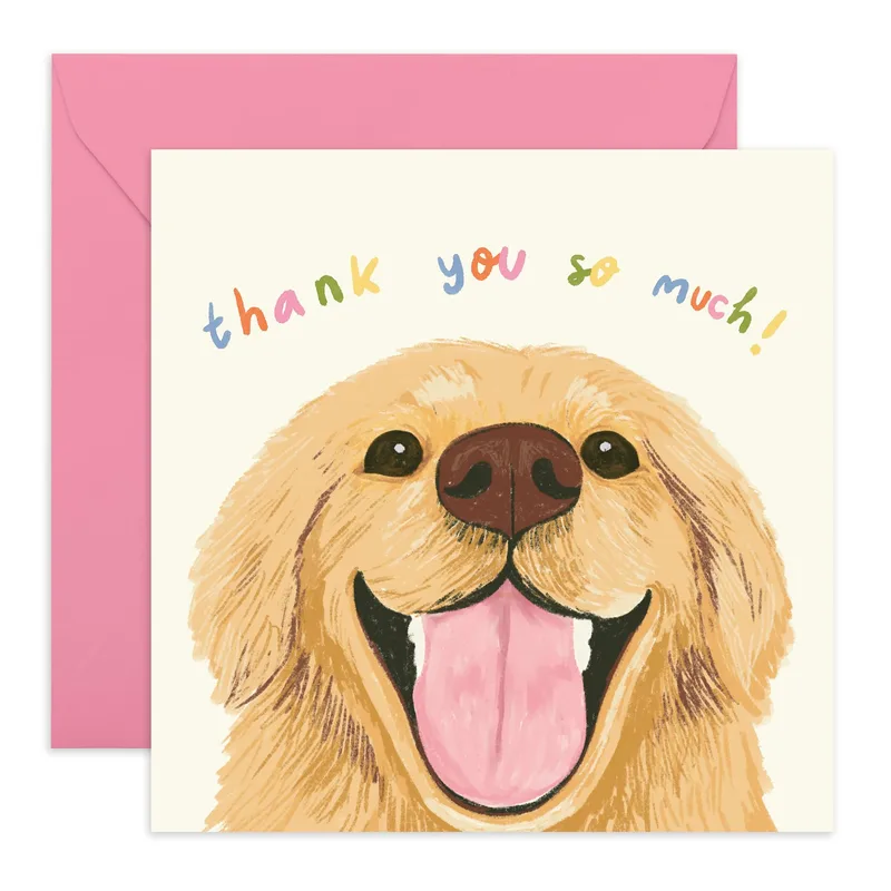 Smiling Golden Retriever Thank You Card for Joyful Gratitude