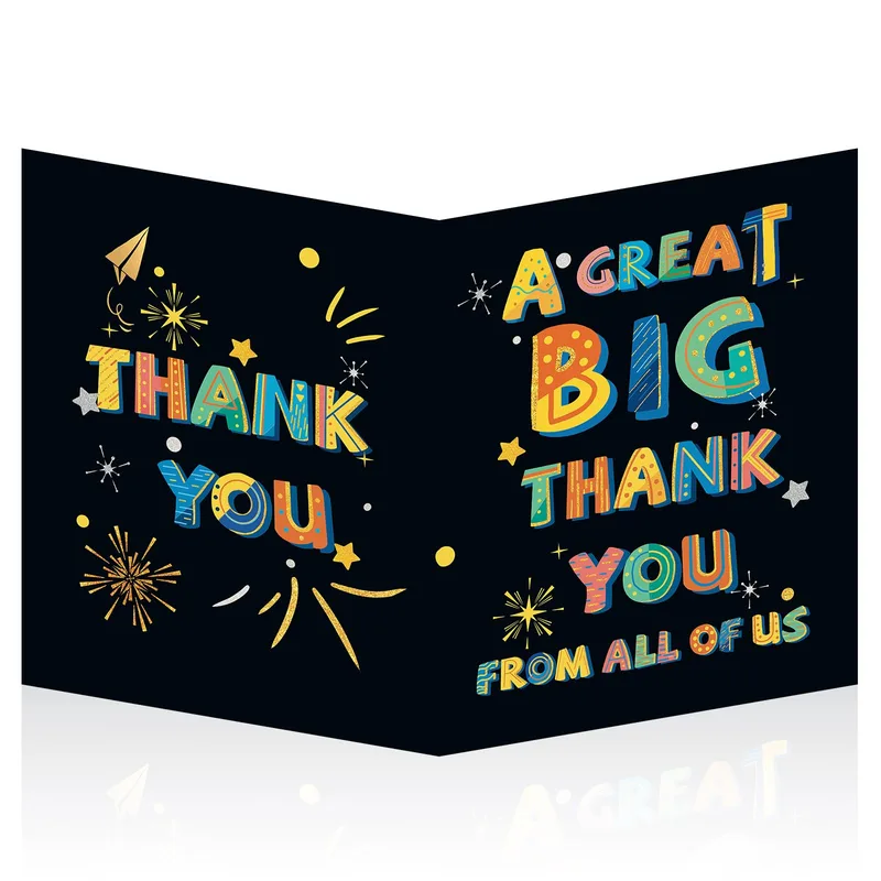 Fireworks Colorful Lettering Thank You Card for Educators and Staff