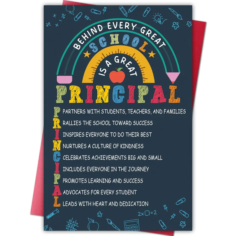 Acrostic Principal Poem Teacher Card features a navy