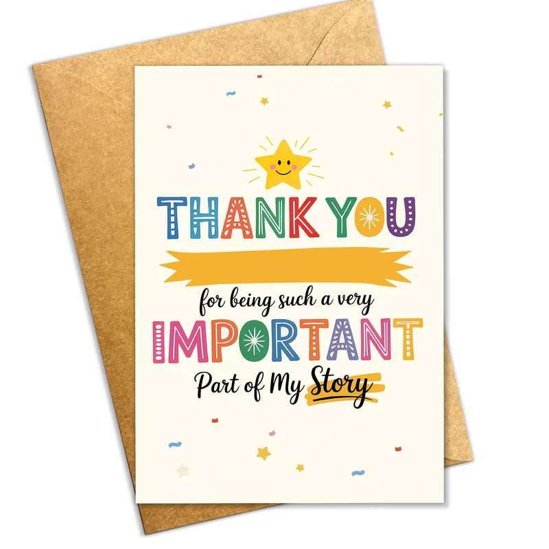 Confetti Colorful Lettering Teacher Card for Grateful Students