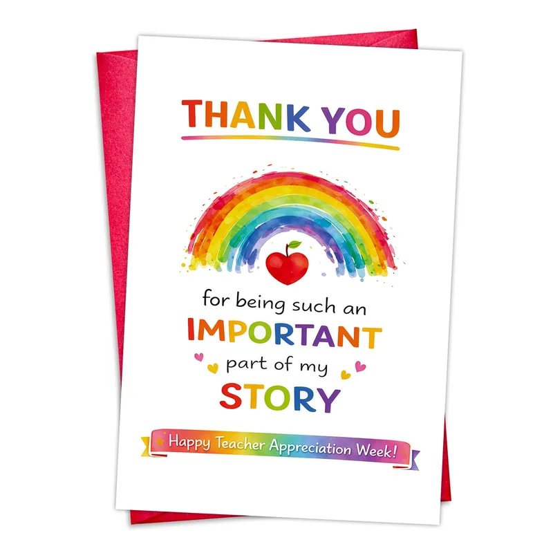 Arch Red Envelope Teacher Card: Rainbow Thank You Design