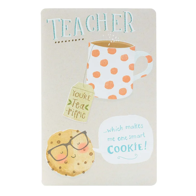 Mug Cookie Glasses Teacher Card: A Punny Thank You Design