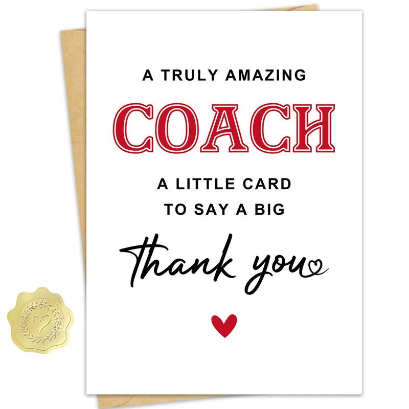 Serif Typography White Thank You Card for a Truly Amazing Coach
