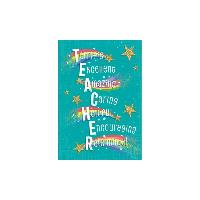 Teal Star Acrostic Teacher Card Celebrating a Great Educator