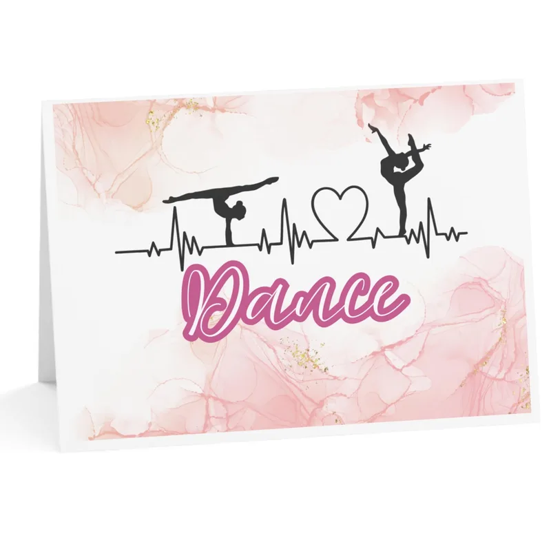 Pink Watercolor Dancer Heartbeat Card featuring silhouette ballerinas