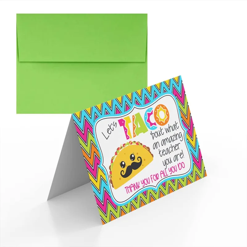 Chevron Taco Border Teacher Card: A Fun Way to Say Thank You