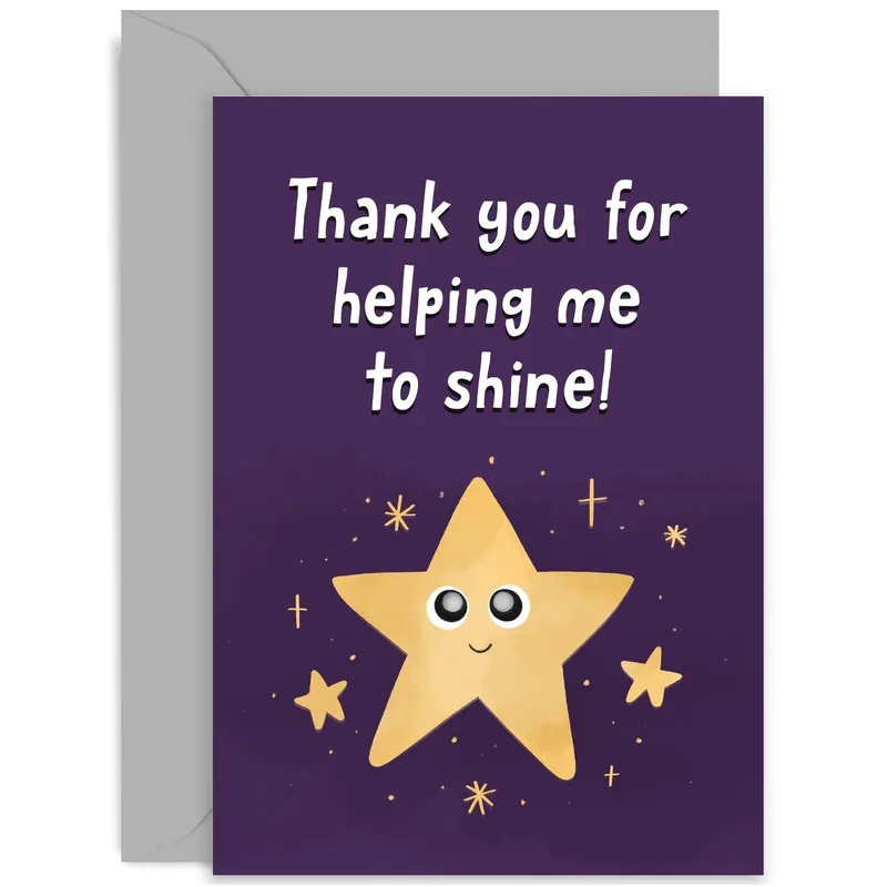 Card Smiling Star Thank You Card for a Helpful Teacher