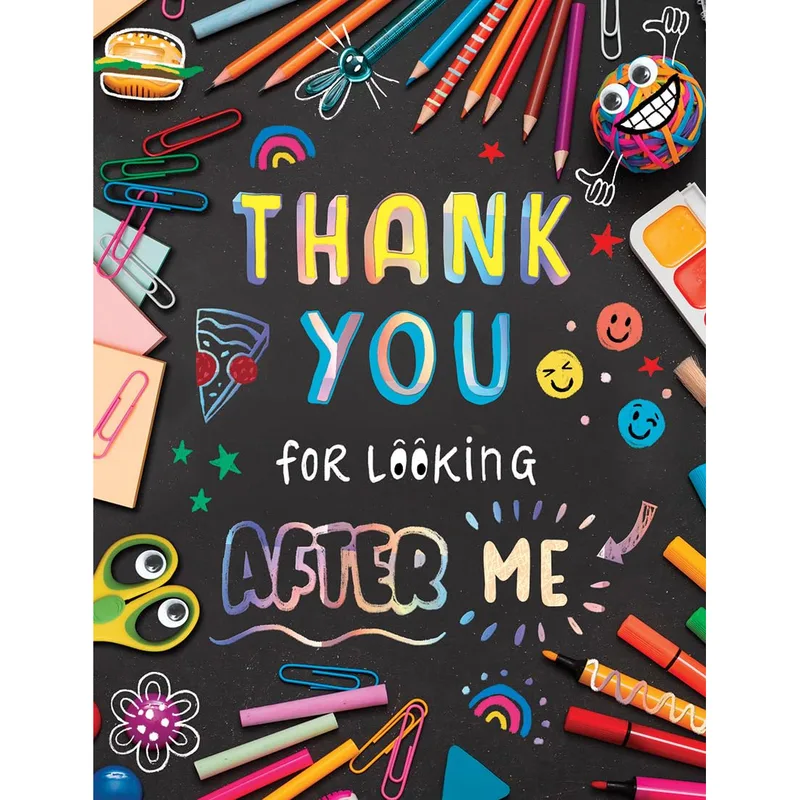 Background School Supplies Thank You Card for Educators