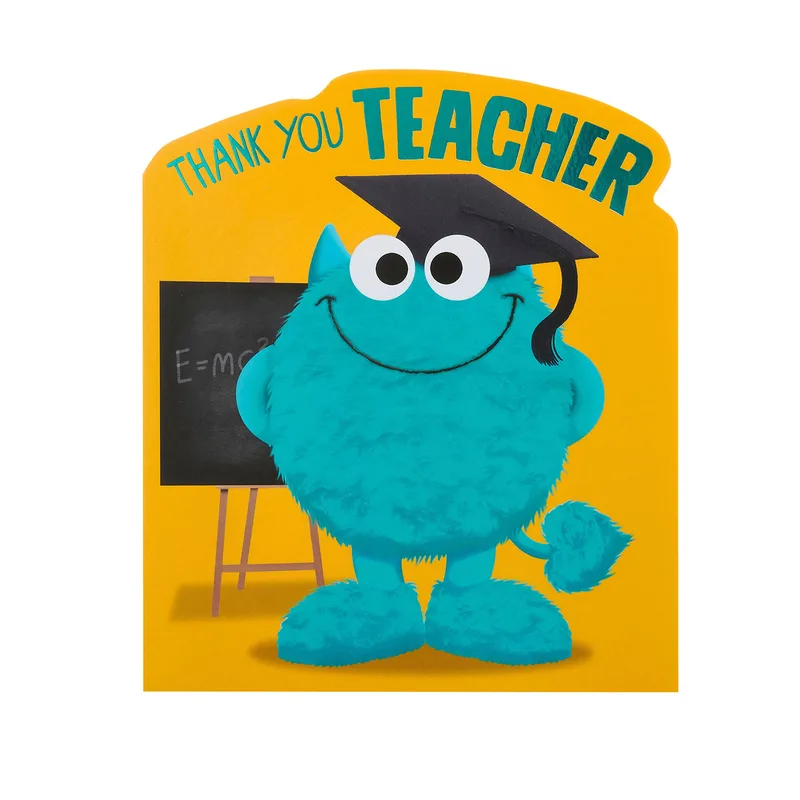 Monster Graduation Cap Teacher Card – Greeting Card in natural