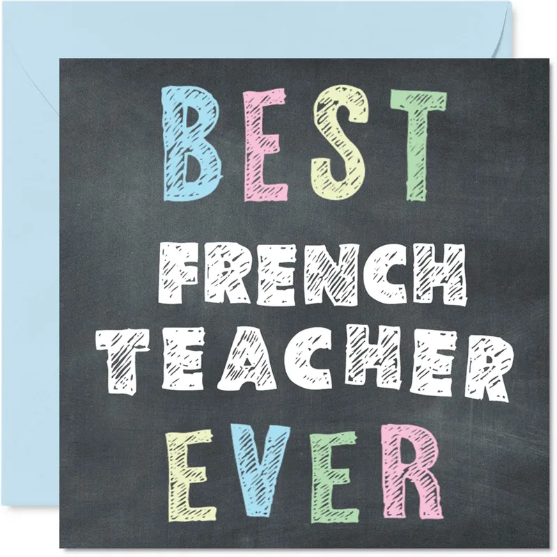 Chalkboard Colorful Lettering Teacher Card – Greeting Card in natural
