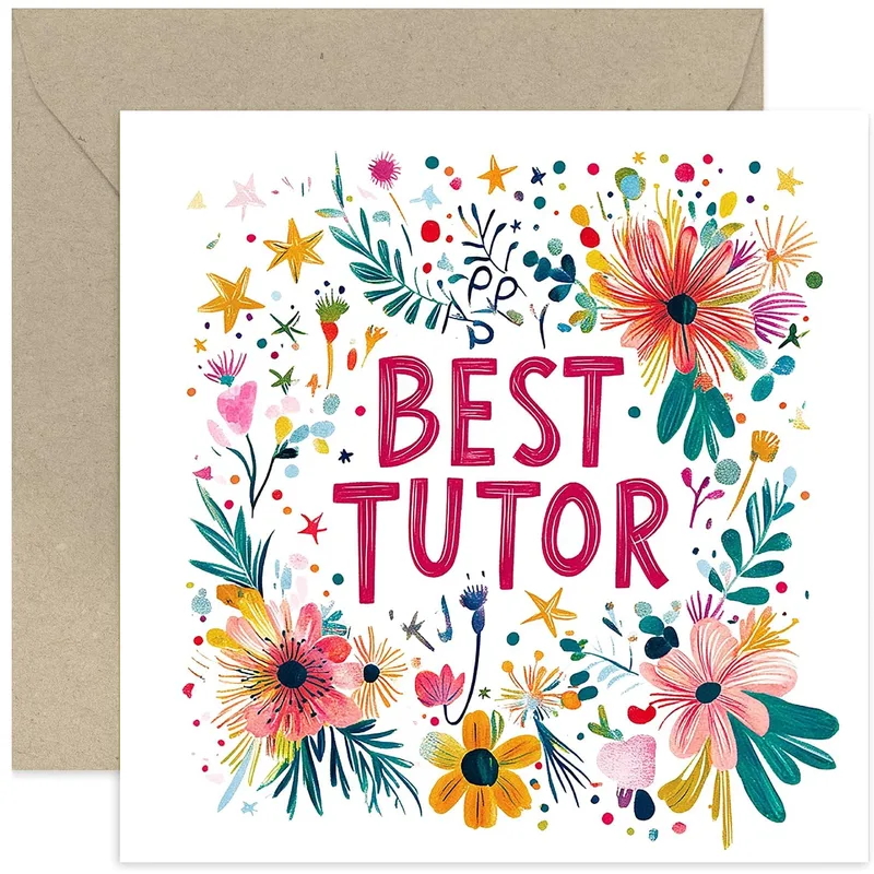 Floral Wreath Pink Teacher Card