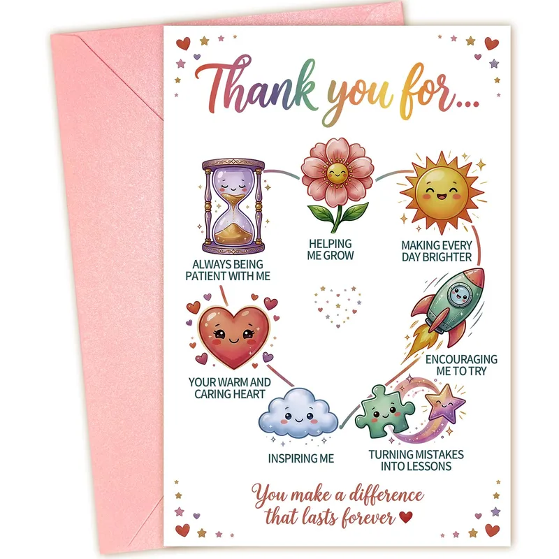 Border Icons Chart Thank You Card Celebrates Growth and Patience