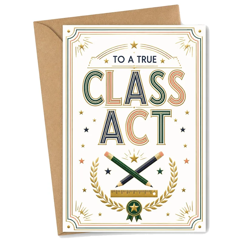 Laurel Crossed Pencils Thank You Card for a True Class Act Teacher