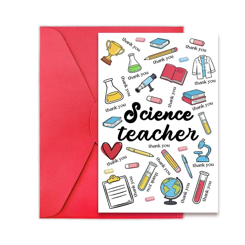 Icons White Background Teacher Card for Science Educators