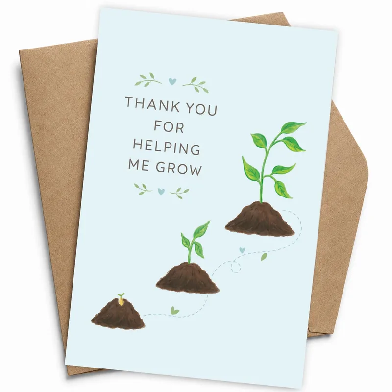 Light Blue Sprout Thank You Card for Educators Who Inspire Growth