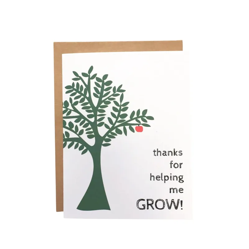 Green Tree Silhouette Thank You Card for Educators