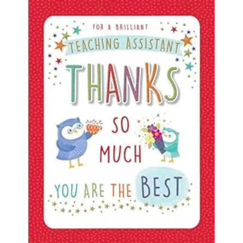 Border Birds Stars Teacher Card for a Brilliant Teaching Assistant