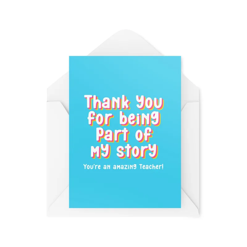 Blue Solid Card Teacher Card: A Retro Tribute to School Staff