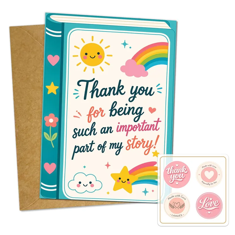 Book Rainbow Cover Thank You Card for Educators