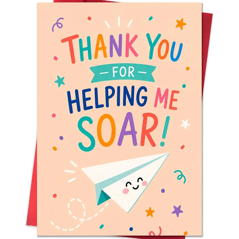 Paper Airplane Confetti Thank You Card for Educators