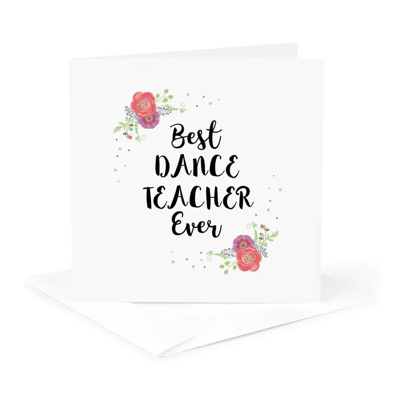 Card Floral Wreath Teacher Card for Dance Instructors
