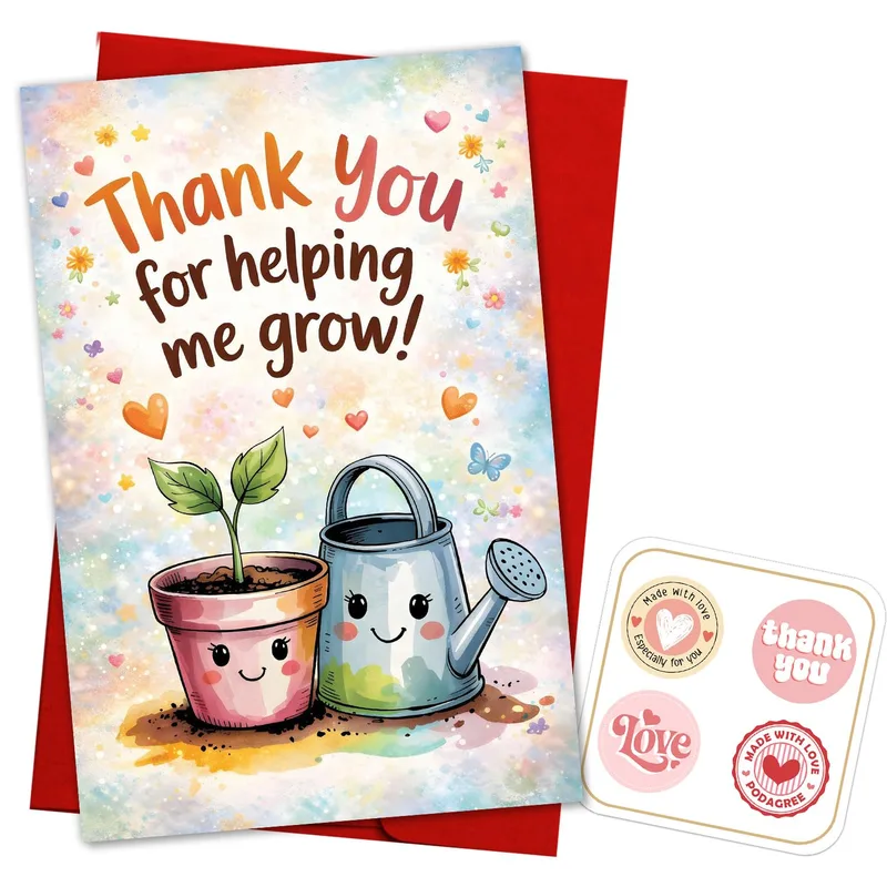 Pot Watering Can Thank You Card – Greeting Card in natural