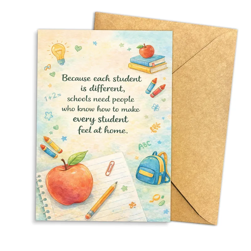 Apple Pencils Books Teacher Card: A Watercolor Tribute to Educators