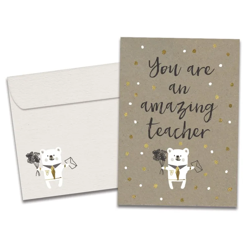 Gold Speckled Card Teacher Card featuring a polar bear