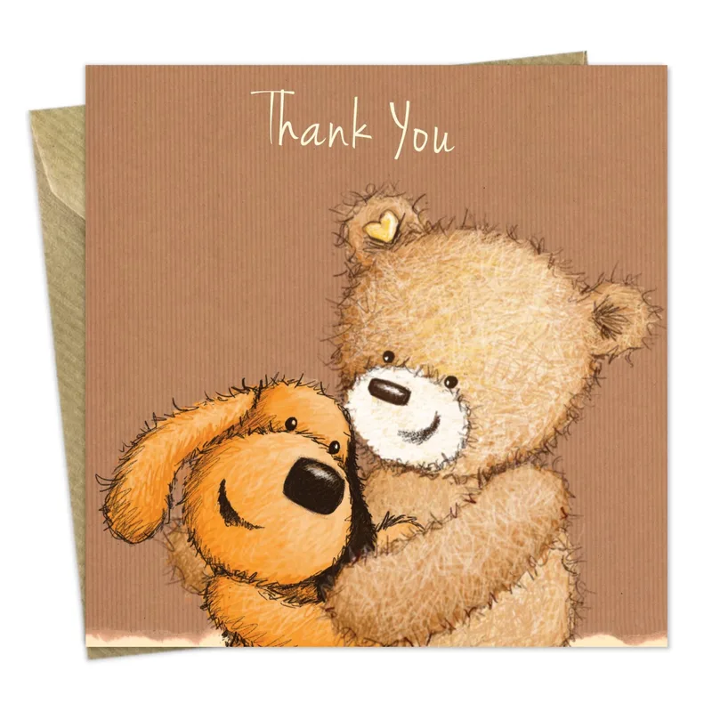 Teddy Bears Hugging Thank You Card for Warm Gratitude
