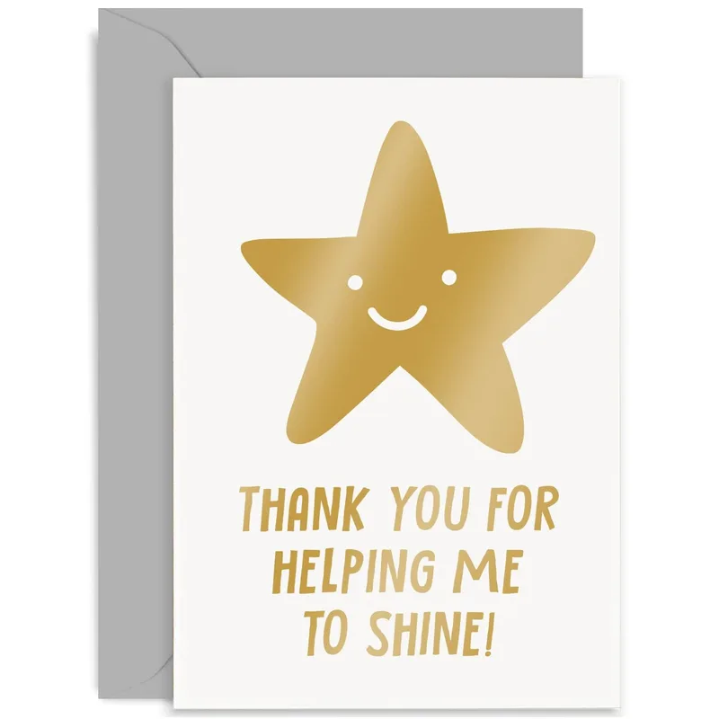 Star Smiling Face Thank You Card for Teachers Who Help Students Shine