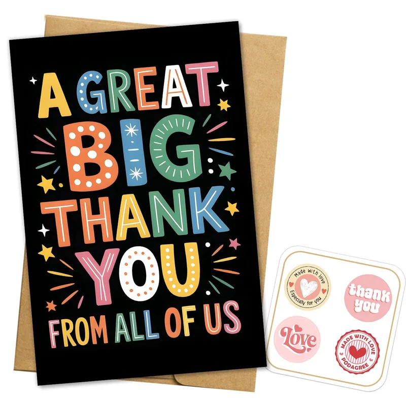 Colorful Chalk Lettering Thank You Card for Group Appreciation