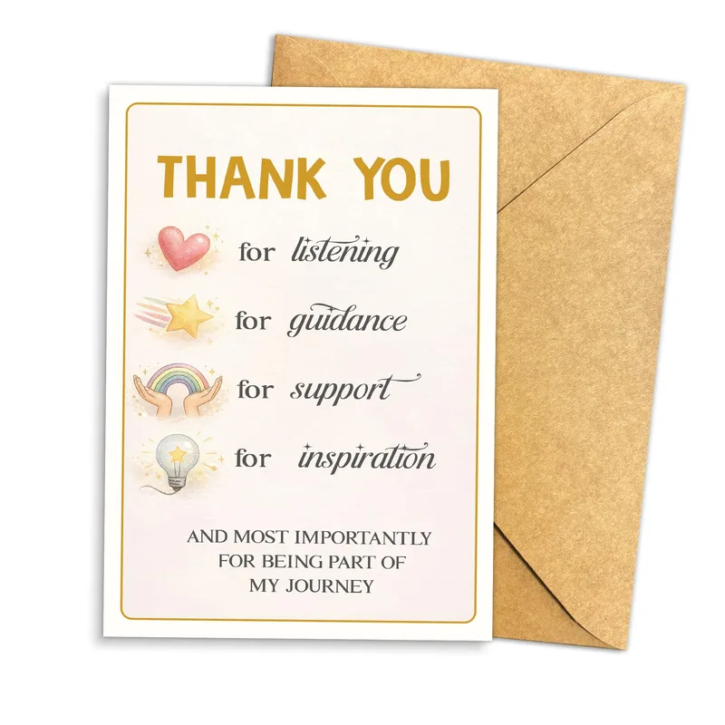 Cream Icons Gold Thank You Card for Educators and Mentors