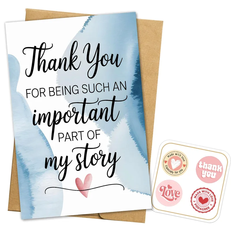 Blue Script Thank You Card for Important People in Your Life